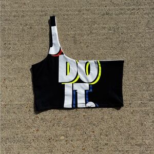 Black Asymmetrical Crop Top